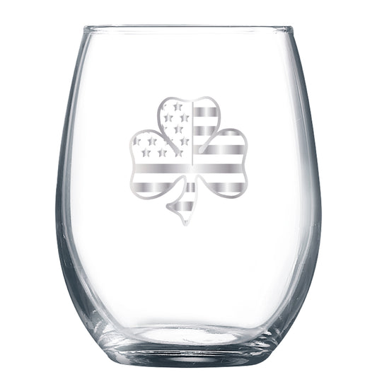 USA Shamrock Wine Glass